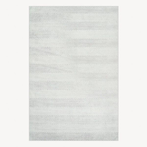 Easy Clean Washable Rug Minimalist Monochromatic Chevron Design Durable Spillproof Pet-Friendly Non-Slip Pad Living Room Area Rug
