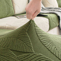 Modern Leaf Velvet Jacquard Stretch Sofa Cover – Spill-Resistant, Pet Friendly & Durable, Full Wrap Design