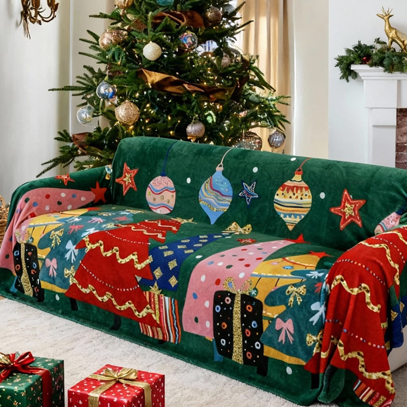 Holiday Charm Plush Scratch-Resistant Sofa/Couch Cover