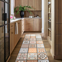 Easy Clean Rug Artisan Squares Durable Non-Slip Pet-Friendly Modern Hallway Runner Water-Resistant