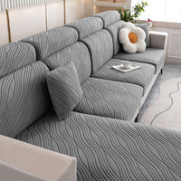 WaveLuxe Ripple Stretch Sofa Cover – Anti-Scratch, Full-Cover Pet Protector