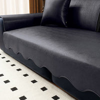 Scalloped Spill-Resistant Leathaire Non-slip Sofa Cover