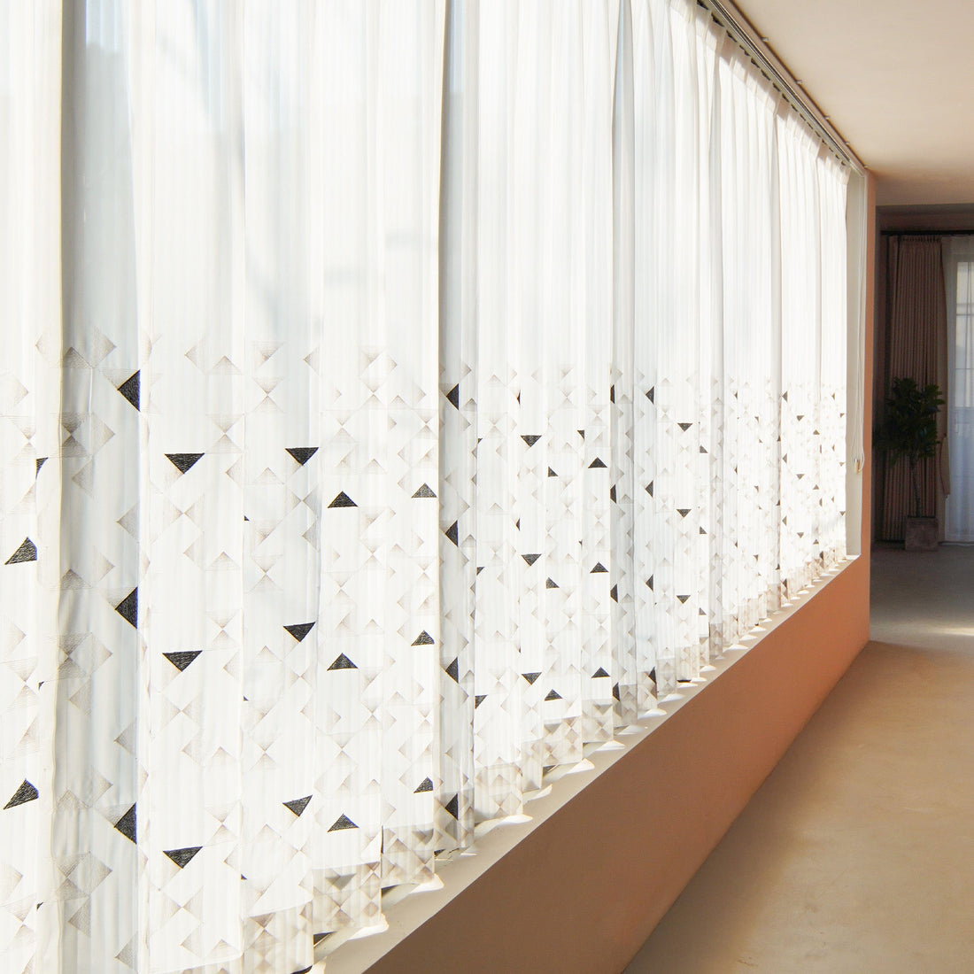 Geometric Breeze Embroidered Sheer Curtain