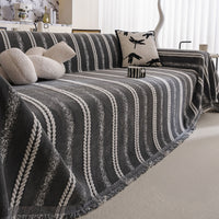 Textured Stripes Contemporary Soft Pet-Friendly Durable Sofa Cover – Machine Washable Minimalist Throw Couch Protection