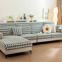 Classic Houndstooth Fleece Stretch Sofa Cover – Anti-Scratch, Full-Cover Pet Protector