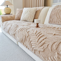 Plush Leaf Chenille Nonslip Sofa Cover