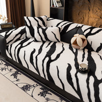Zebra Pattern Faux Fur Nonslip Sofa Cover