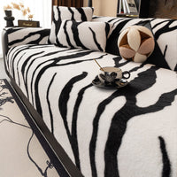 Zebra Pattern Faux Fur Nonslip Sofa Cover