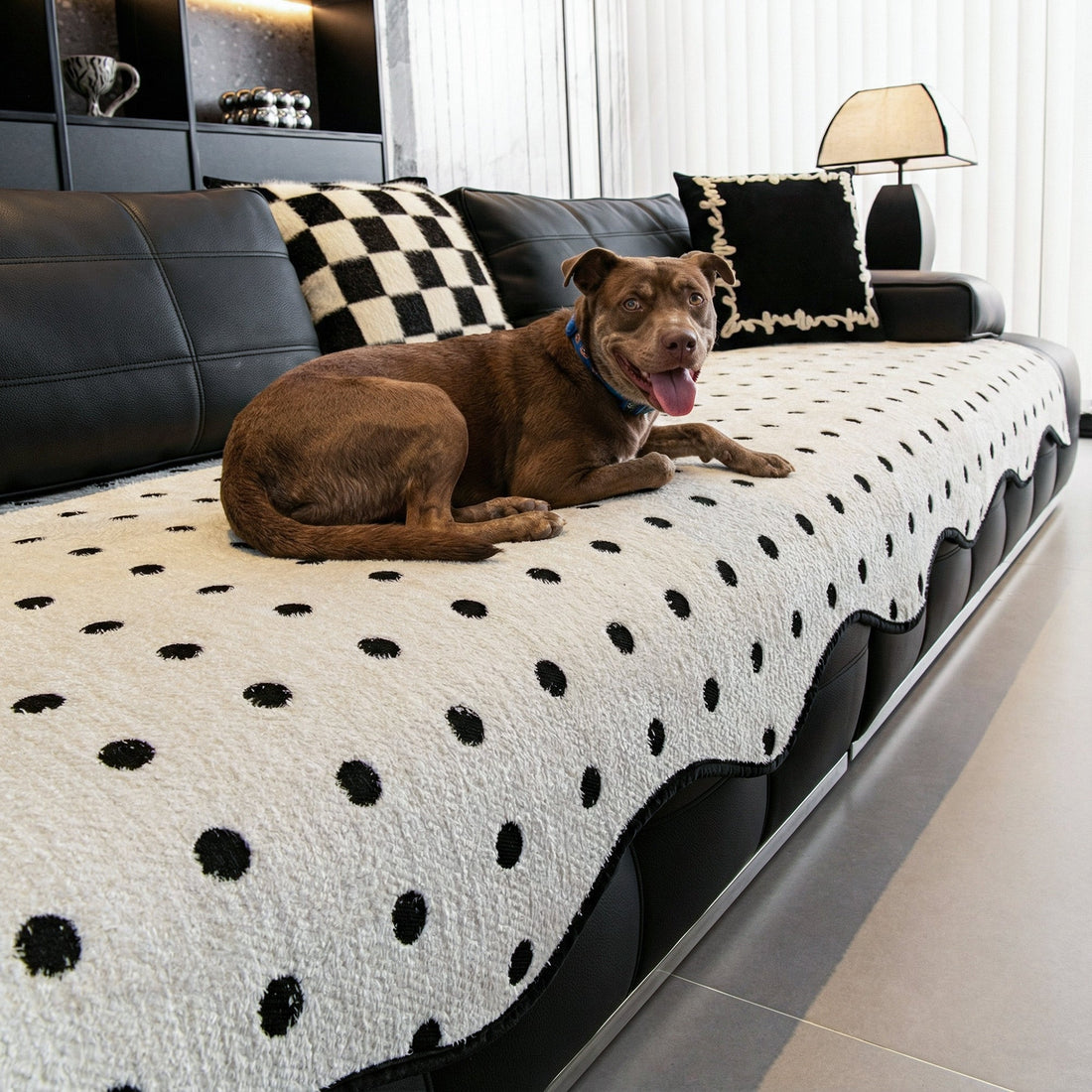 Creamy Dot Plush Nonslip Sofa/Couch Cover