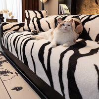 Zebra Pattern Faux Fur Nonslip Sofa Cover