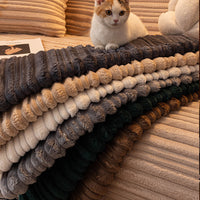 Creamy Ribbed Plush Nonslip Sofa/Couch Cover