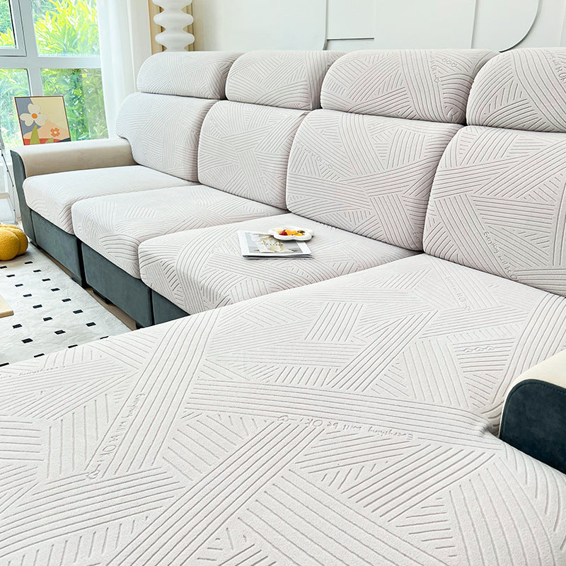Modern Weave Stretch Sofa Cover – Anti-Scratch, Full-Cover Pet Protector