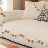 Chic Stripe Pom-Pom Chenille Nonslip Sofa/Couch Cover