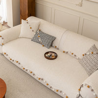 Chic Stripe Pom-Pom Chenille Nonslip Sofa/Couch Cover