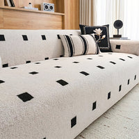 MonoDot Plush Full-Cover Sofa Slipcover