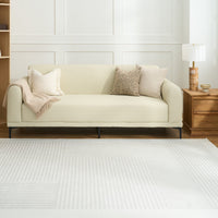 Easy Clean Washable Rug Abstract Textured Stripe Woven Design Durable Spillproof Pet-Friendly Non-Slip Pad Living Room Area Rug