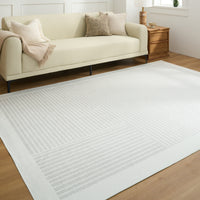 Easy Clean Washable Rug Abstract Textured Stripe Woven Design Durable Spillproof Pet-Friendly Non-Slip Pad Living Room Area Rug