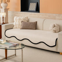 Elegant Black-Trim Chenille Nonslip Sofa/Couch Cover