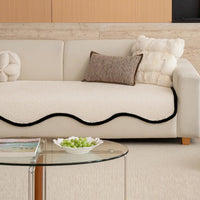 Elegant Black-Trim Chenille Nonslip Sofa/Couch Cover