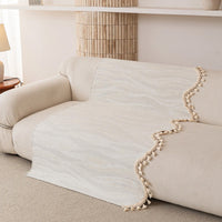 Elegant Stripe Pom-Pom Chenille Nonslip Sofa/Couch Cover