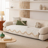 Elegant Stripe Pom-Pom Chenille Nonslip Sofa/Couch Cover