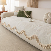 Elegant Stripe Pom-Pom Chenille Nonslip Sofa/Couch Cover