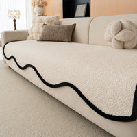 Elegant Black-Trim Chenille Nonslip Sofa/Couch Cover