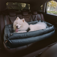 Urban Voyager Faux Leather Dog Car Booster Seat Bed with Safety Leash