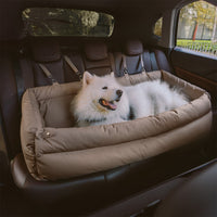 Urban Voyager Faux Leather Dog Car Booster Seat Bed with Safety Leash
