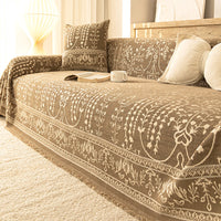 French Vintage Botanical Chenille Sofa Cover