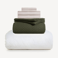 Back-to-School Luxe Complete Bundle -Bamboo Sheet Set +Aerogel Comforter + Quilt Set