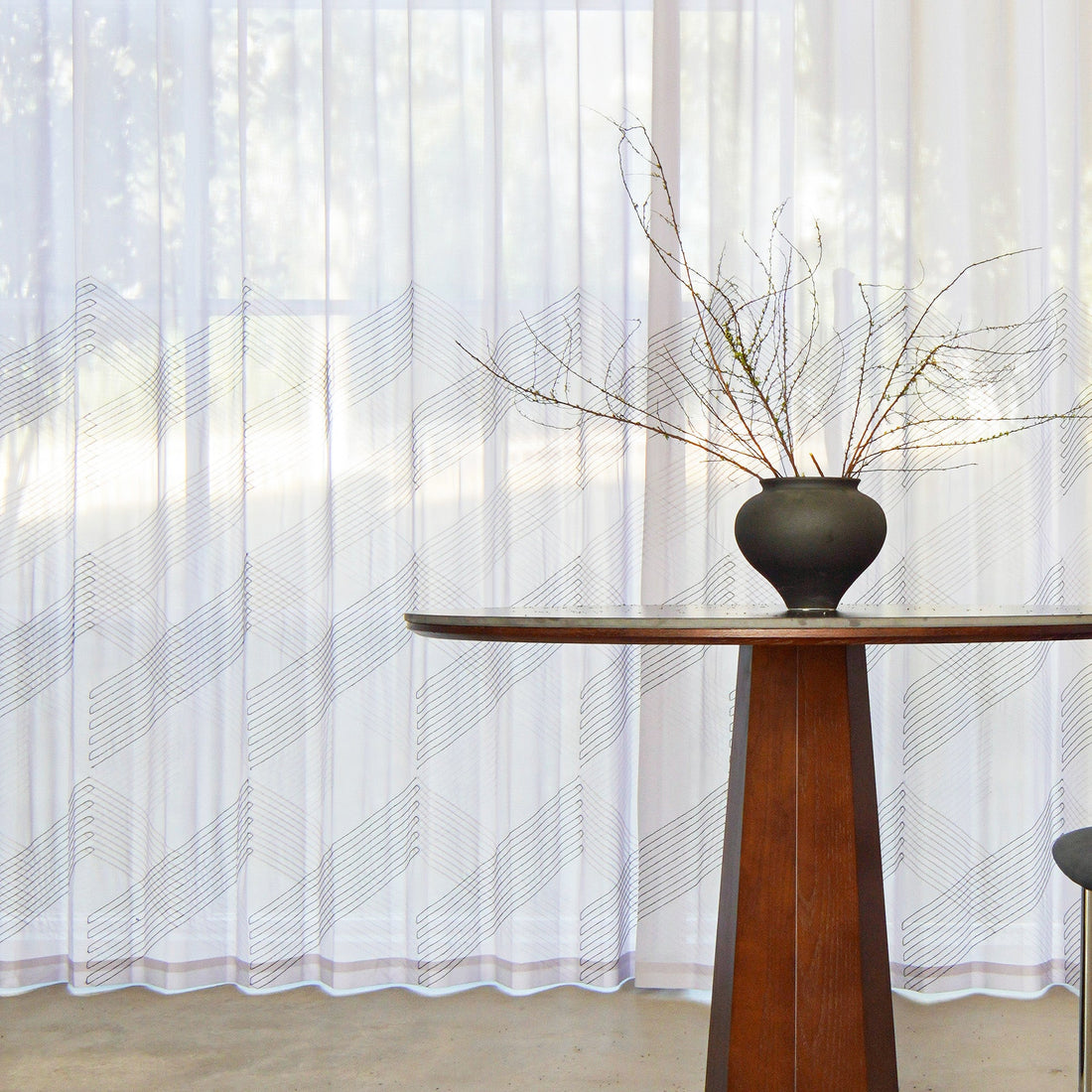 Labyrinth Weave Embroidered Sheer Curtain