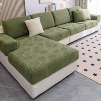 Spill-Resistant Honeycomb Jacquard Stretch Sofa Cover – Full-Cover Pet-Friendly Couch Protector