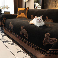 Leopard Pattern Chenille Sofa Cover – Scratch Resistant & Washable