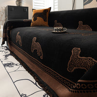 Leopard Pattern Chenille Sofa Cover – Scratch Resistant & Washable