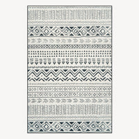 Easy Clean Washable Rug Modern Tribal Midnight Flow Design Durable Spillproof Pet-Friendly Non-Slip Pad Living Room Area Rug