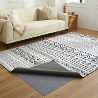 Easy Clean Washable Rug Modern Tribal Midnight Flow Design Durable Spillproof Pet-Friendly Non-Slip Pad Living Room Area Rug