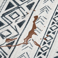 Easy Clean Washable Rug Modern Tribal Midnight Flow Design Durable Spillproof Pet-Friendly Non-Slip Pad Living Room Area Rug
