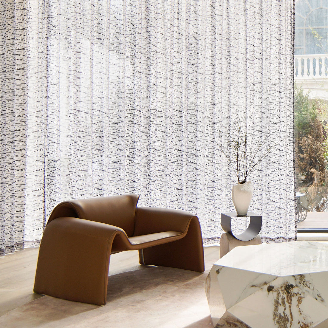 Ripple Whisper Embroidered Sheer Curtain