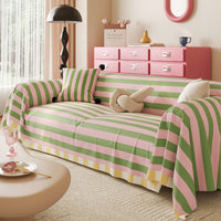 Bold Candy Striped Colorful Multi-Purpose Couch Cover Soft Stylish Breathable Sofa Protection for a Cozy Hassle-free Home