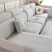 WaveLuxe Ripple Stretch Sofa Cover – Anti-Scratch, Full-Cover Pet Protector
