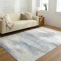 Easy Clean Washable Rug Modern Abstract Neutral Brushed Design Durable Spillproof Pet-Friendly Non-Slip Pad Living Room Area Rug