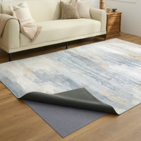 Easy Clean Washable Rug Modern Abstract Neutral Brushed Design Durable Spillproof Pet-Friendly Non-Slip Pad Living Room Area Rug