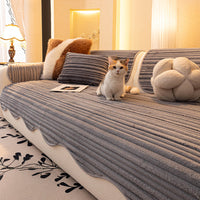 Creamy Ribbed Plush Nonslip Sofa/Couch Cover