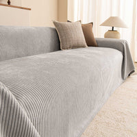 Ribbed Stripe Spill-Resistant Chenille Sofa Cover