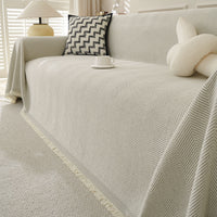 Soft Breathable Herringbone Pet-Friendly Multi-Purpose Minimalist Sofa Cover – Woven Throw Couch Protector