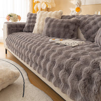 Cloud Plush Wave Faux Rabbit Fur Nonslip Sofa/Couch Cover