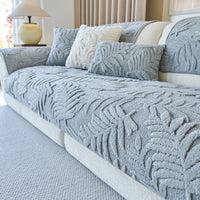 Plush Leaf Chenille Nonslip Sofa Cover