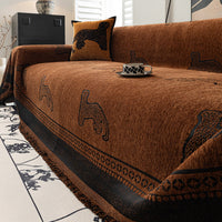 Leopard Pattern Chenille Sofa Cover – Scratch Resistant & Washable