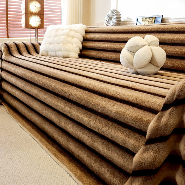 Extra large Luxury Stripe Faux Fur Sofa/Couch Cover